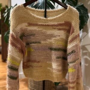 Pilcro Cream and Multicolor Knit Sweater